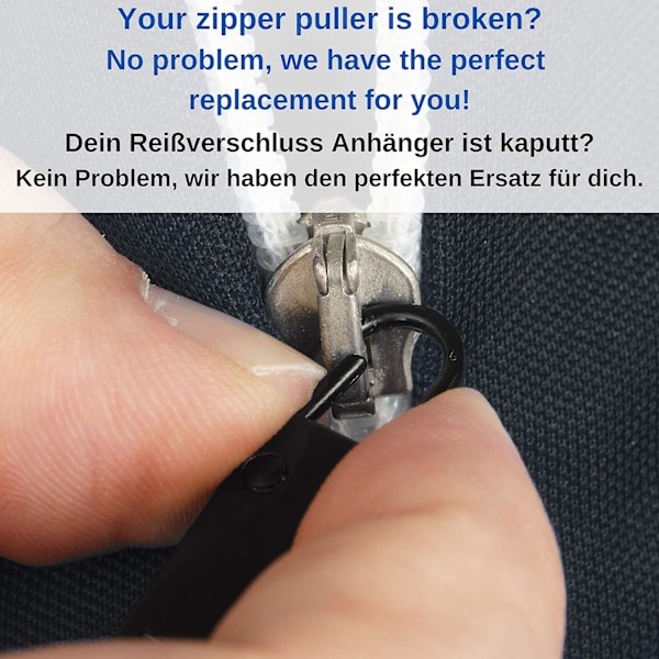 Dragkedjor Reparationsdrag, Set med 2 Svarta Ersättningsdragkedjor, Universal