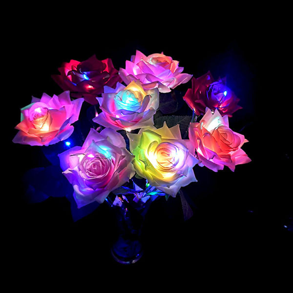 5 imiterade lysande rosor Qixi Alla hjärtans dag presenter LED rose gi