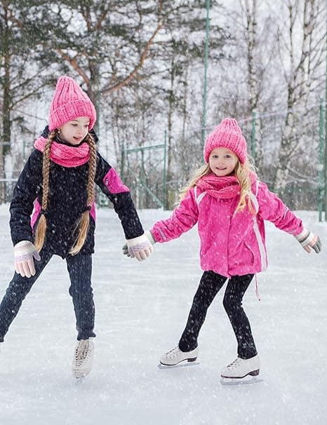 2 Par Vinterhandskar för Barn, Varma Hel-Finger Stickade DXGHC