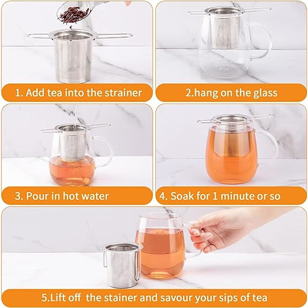 2-pak Te-si, Rustfrit Stål Te-infuser Kurv Siddende I