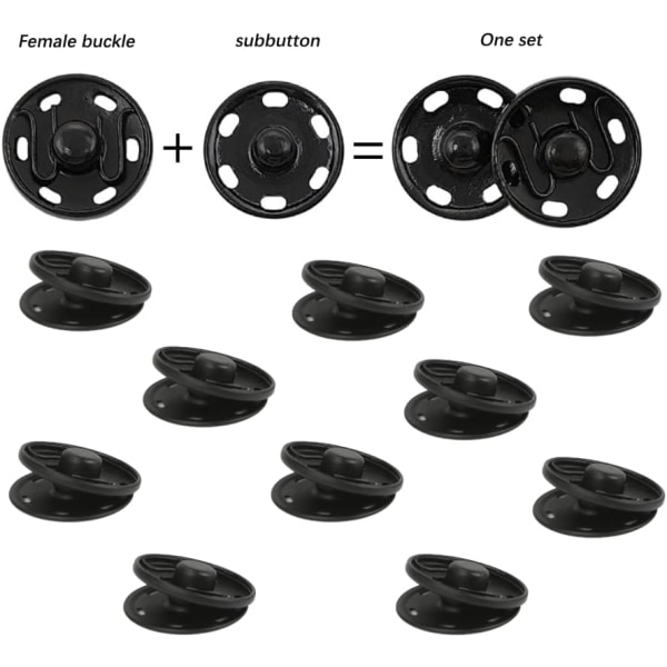 12 Sett med Syknapper, 21 mm Metall Snap-knapper, Syknapper DXGHC