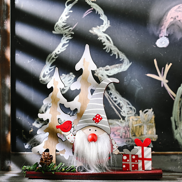 2 stykker julepynt Træ fyrretræ dobbelt træ skov