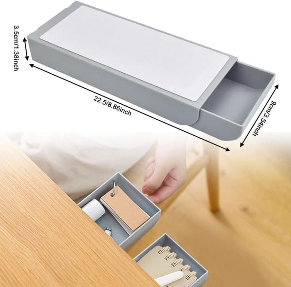 2 st Under Desk Dolda Pennhållare Förvaringslåda Kontorsförvaring