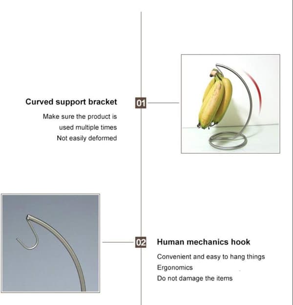 Bananställ i rostfritt stål, hållbart fruktställ