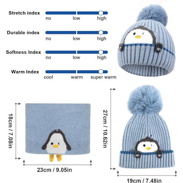 Vintervarm Stickad Mössa och Halsduk Set, Tjock Fleece
