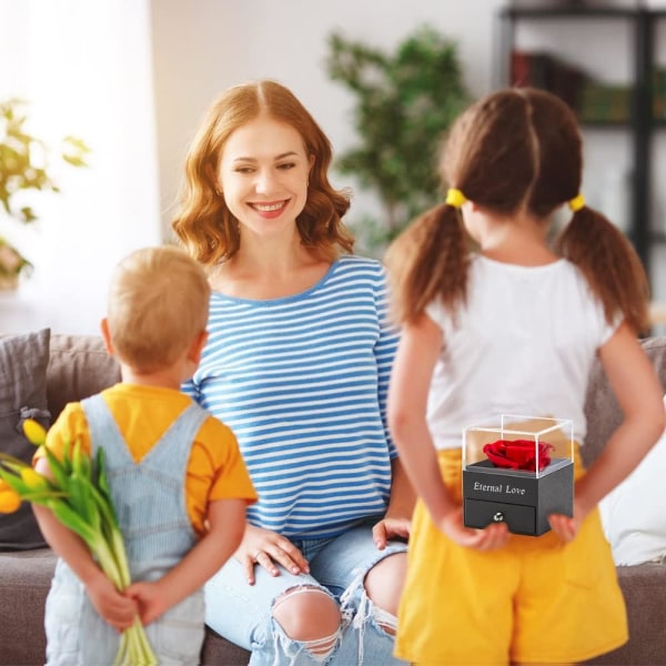 Födelsedagspresent till mamma, evig rosaskrin, presentask med konserverade rosor