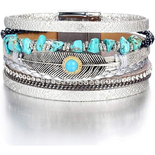 Leopard Armbånd til Kvinder Wrap Multi-Layer Læderarmbånd M