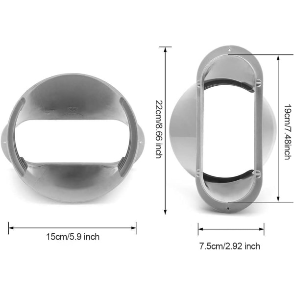 Vinduadapter for klimaanlegg Klimaanlegg PVC-avtrekksrør Grå vinduadapter Klimaanlegg rør Vindu