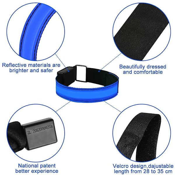 LED-armbånd, 4 stk. Reflekterende LED-lysende armbåndslys