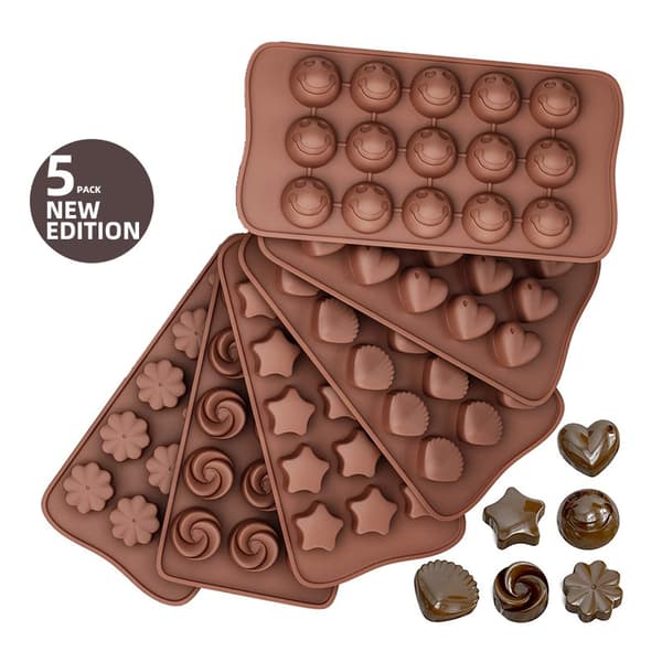 6-delad chokladform i silikon, bakverktyg, non-stick