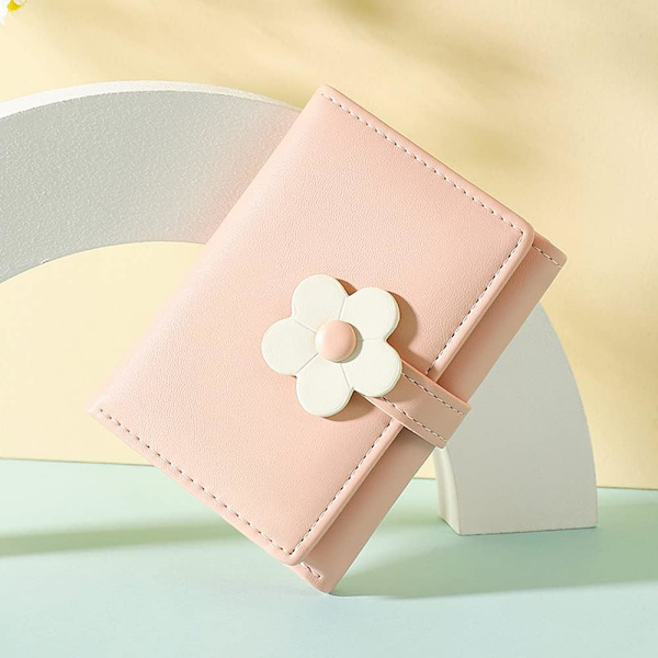 Pink, Pige & Kvinder Tegnebog Tri-Foldet Blomster Tegnebog Kontanter Lomme flo