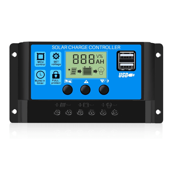 Sol- og vindregulator, 20A 12V/24V Intelligent Batteri Solcellepanel