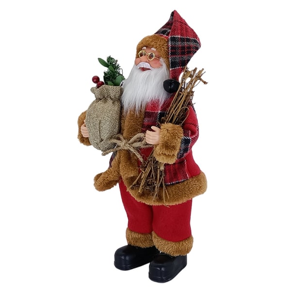 30cm Traditionell Mini Stående Santa Claus Figurine Röd Jul
