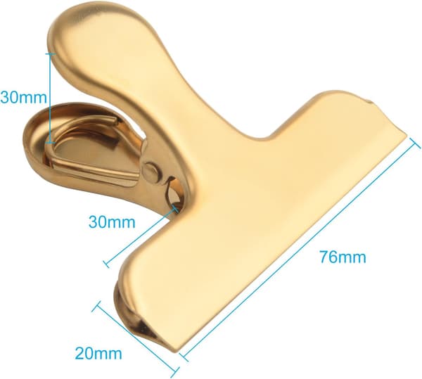 Chippose-Clips, 8 Pak Store Størrelse Guld Rustfrit Stål Lufttæt Pose