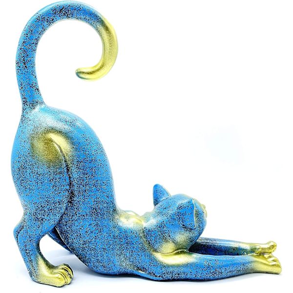Kattsträckande Staty Figur Staty Gåvor för Kattälskare Konst