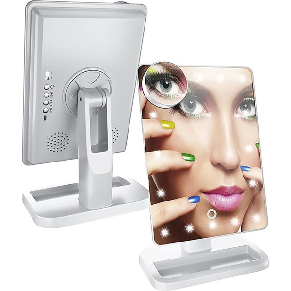 Bluetooth LED Makeup Mirror med pekskärm och 10x Magnificati
