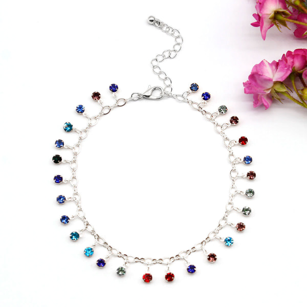 Anklets(silvery) for Women Naturally Adjustable Anklet Crystal Co