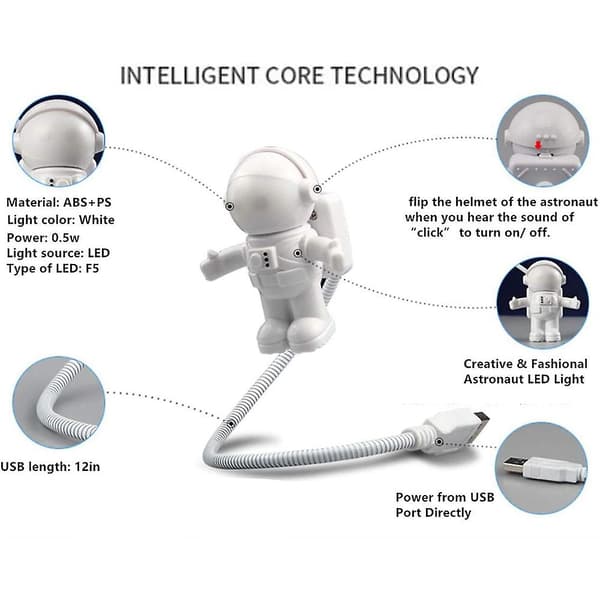 Spaceman Lampe Fleksibel Mini USB LED Lampe Lys Laptop Notebook Li