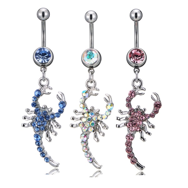 3 dyr navle piercing for kvinner skorpion krystall navlestreng