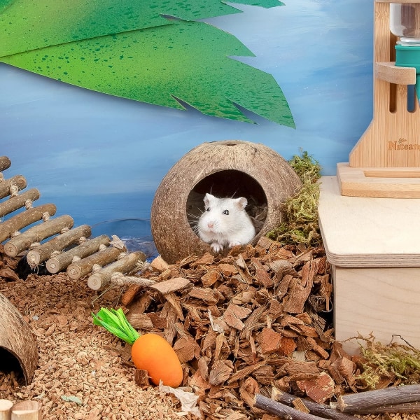 1 Stykke Naturlig Kokos Hamsterhus Egnet til Små Dyr C