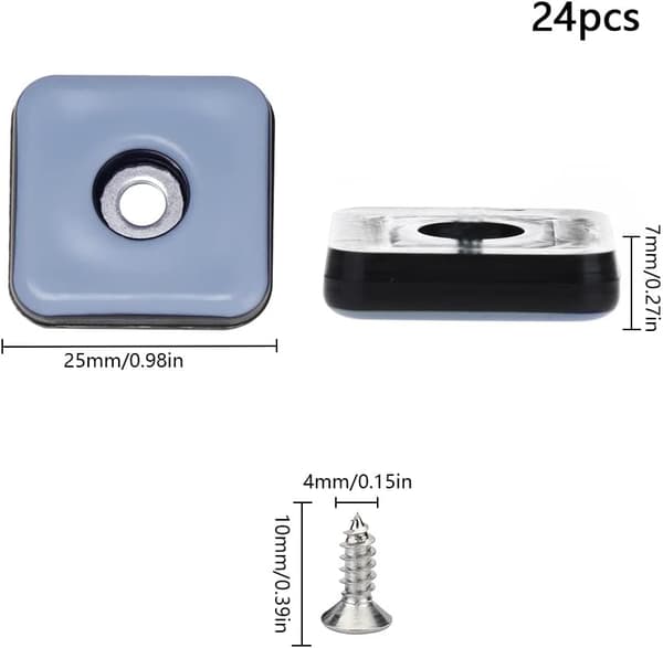 Teflon Møbelglider 25mm Stolben med Skruer PTFE Teflon Gl
