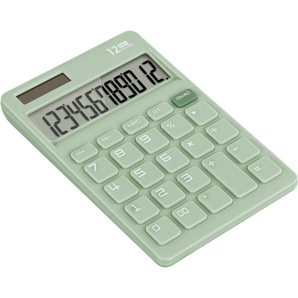 Grön, Skrivbordsräknare med stora tangenter, standard 12-siffrig LCD D