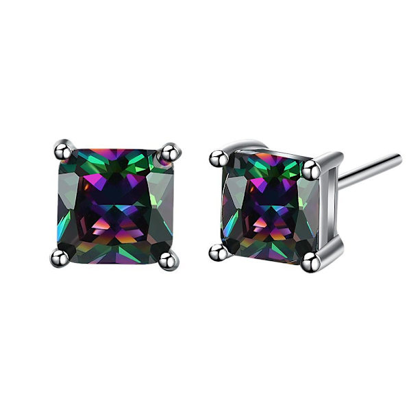 18K Hvidguldbelagte Multifarvede Sorte Cubic Zirconia Ørestik