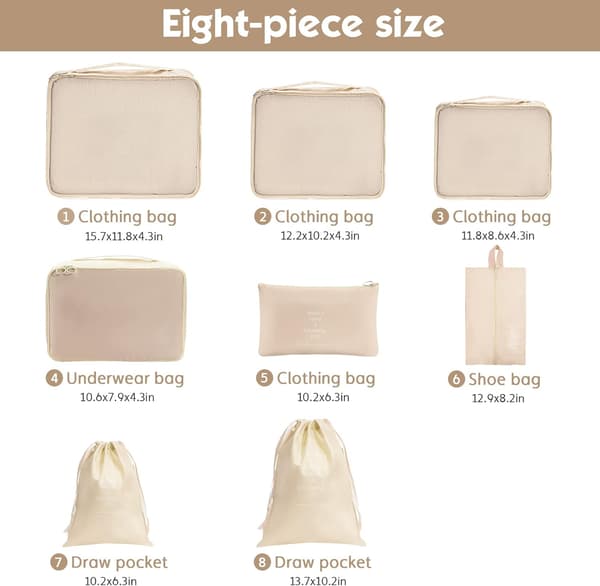 Packningskuber, 8-pack Reseväska Organiseringsset