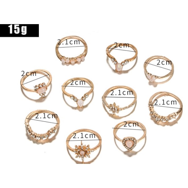 10 stk. Knuckle Stacking Ringe til Kvinder Teen Piger, Boho Vintage F