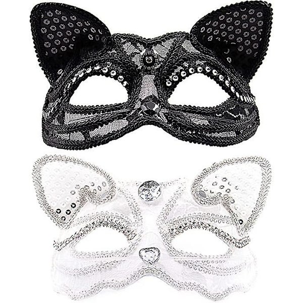 Dww-cat Maskeradmask Lyxig Sexig Kattmask Med Pärlor Dekoration DXGHC