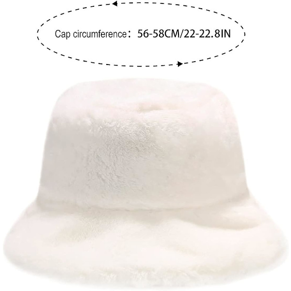 Plush-kalastajanhattu Naisille Lämmin Talvihattu Tekoturkis Bucket-hatut-Wh