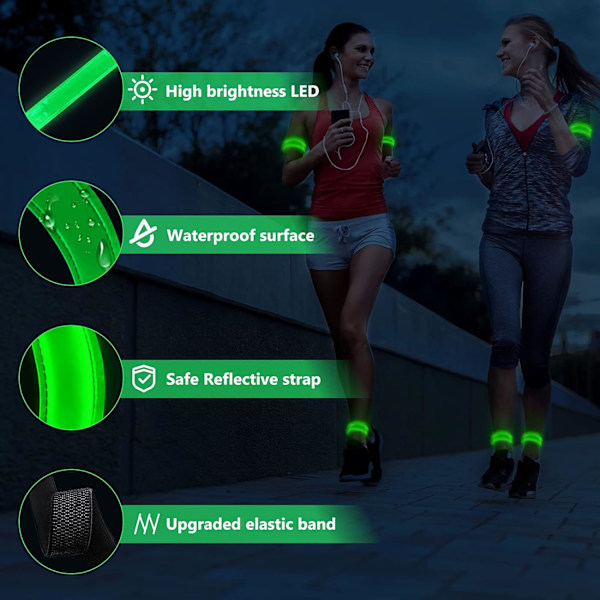 2 kpl Ladattavat LED-Valohihnat, LED Heijastavat Juoksuhihnat