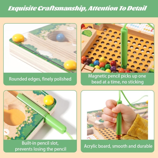 Magnetisk labyrint 4 i 1 - Montessori magnetisk tavla med magnetisk färg- och tallabyrint, pedagogisk leksak för finmotorik