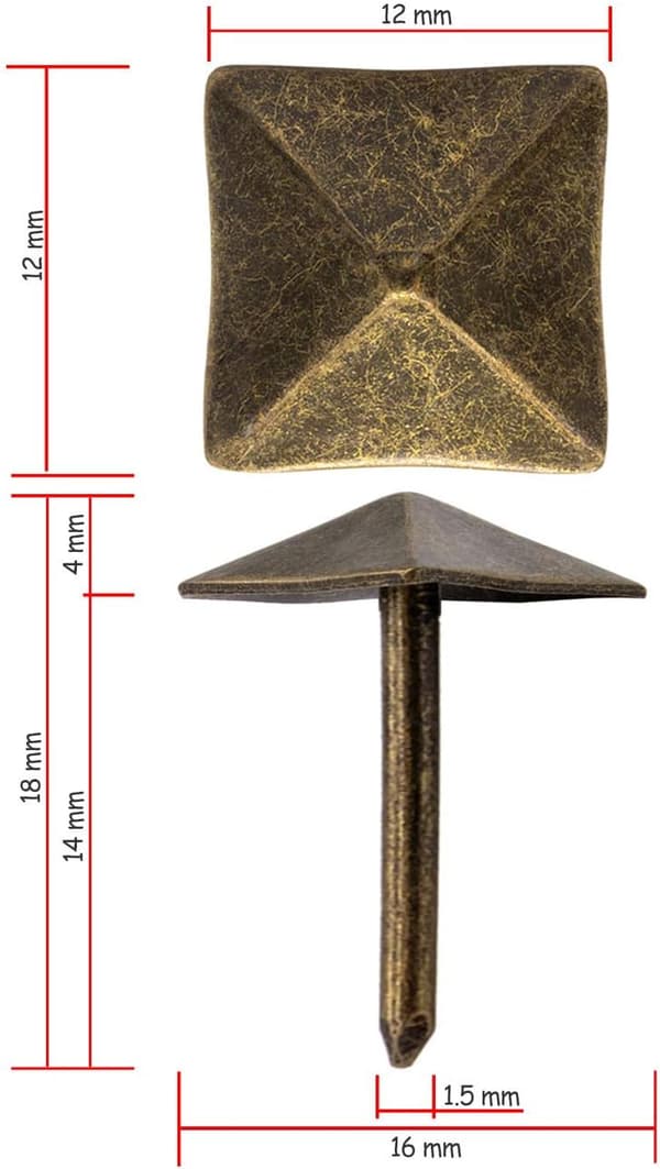 20 x 12 x 12 mm Dekorative Gammel Bronze Messing Knapper