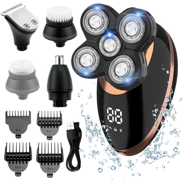 Elektrisk barbermaskine til mænd, 5 i 1 trådløs elektrisk barbermaskine, 5 Sha