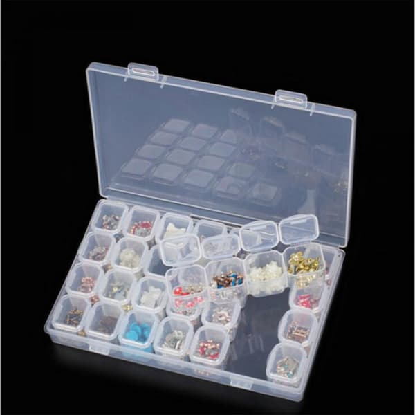 Smykkeboks, 28 Mesh Forbedringsdrillboks, Plast Tom Boks