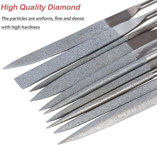 10 kpl Sekalaisia Mini Timantti Neulaviiloja 3x140mm Varressa, Versa