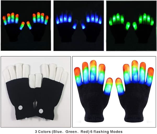 Skelett-handskar, LED-handskar, lysande handskar, ljusmagi fing DXGHC