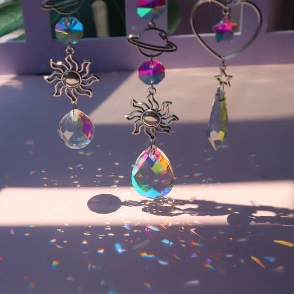 3 Kristallvindspel Måne Solfångare Diamantprismor Hänge Dröm