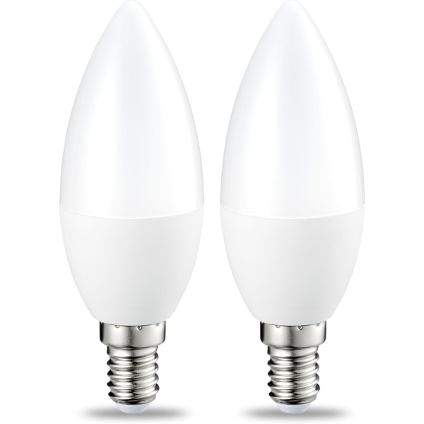 Pakke med 2 små flammeformede LED-pærer Edison skruesokkel E14 5 W
