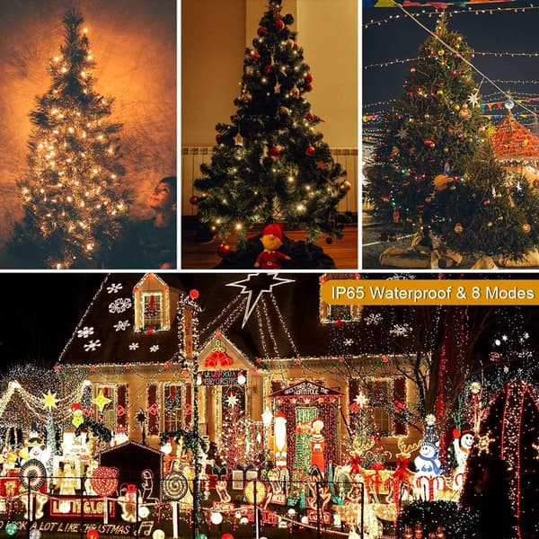 Utendørs solcelledrevne fe-lys, 200LED 22M 8 moduser IP65 vanntett