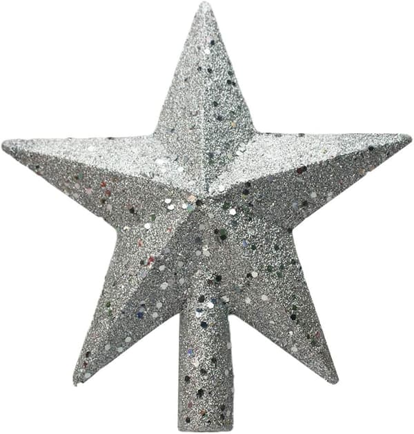 1 stk Glitter Juletræsstjerne til Juletræspynt (Sølv)