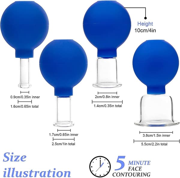 4 st. ansiktskopps-massageset, professionella glaskoppar DXGHC