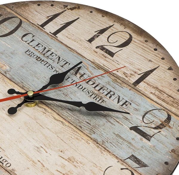 Hjem 30cm Vintage Rustik Vægur, Lydløs Træskive Timer Clo