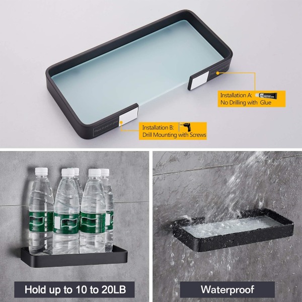 Badrumsförvaring Rektangulär Härdat Glas Duschhylla Orga DXGHC