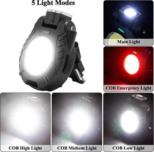 Mini LED Lommelygte Nøglering Arbejdslys med 5 Tilstande 500 Lumen M