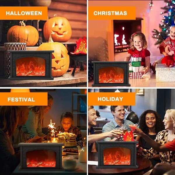 Peislampe med LED-flammeeffekt, rektangulær peislampe, USA
