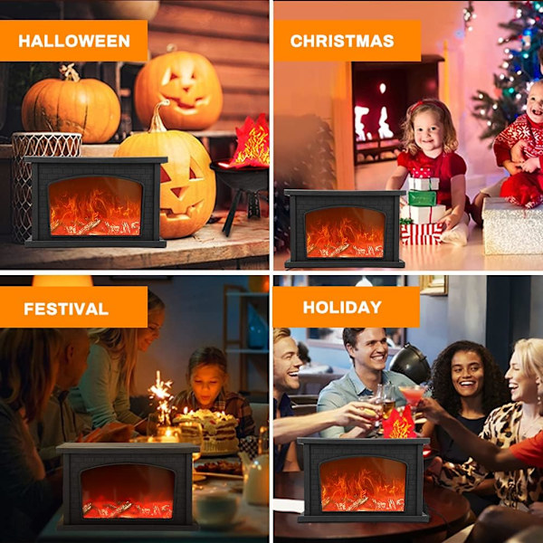 Pejslampe med LED-flammeeffekt, rektangulær pejslampe, USA