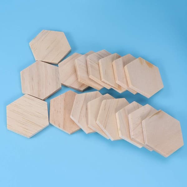 25 st Oavslutade Träskivor Hexagon Trähantverk Prydnadsföremål