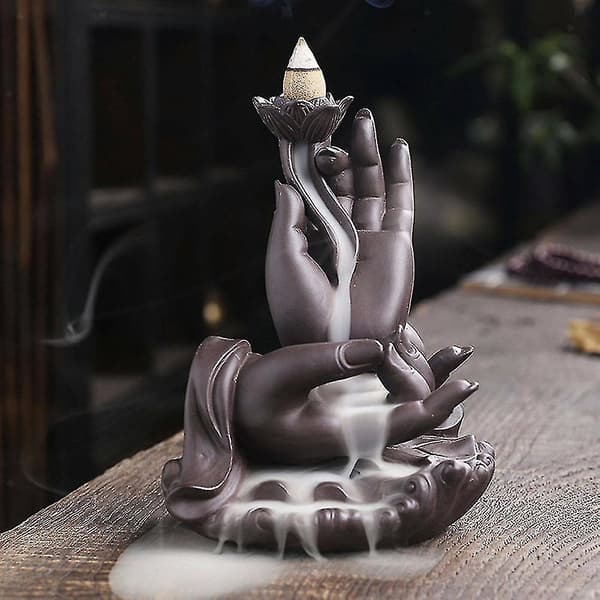 Zen Buddha Händer Backflow Vattenfall Rökelsebrännare Och Rökelse DXGHC